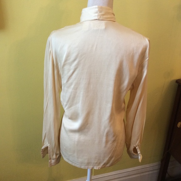 Dana Buchman Cream Wrap Silk Long Sleeve Top Sz 4 - Picture 5 of 12